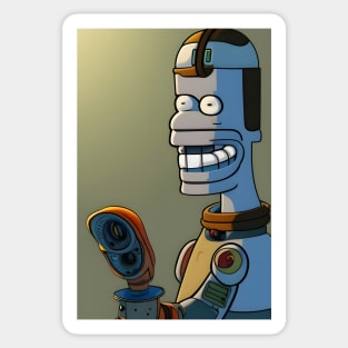 Strange smiling robot Sticker